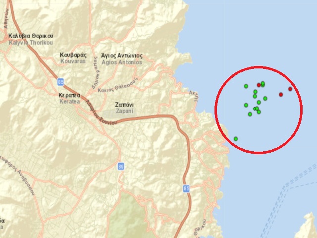 16 μικροσεισμοί στη θάλασσα ανατολικά της Κερατέας τις τελευταίες 43 ώρες (Δείτε τη σεισμική ακολουθία)